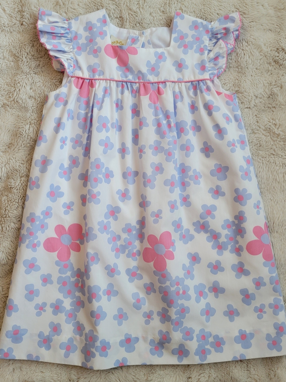 The Beaufort Bonnet Company White Dress with Pink & Lavender Floral Print